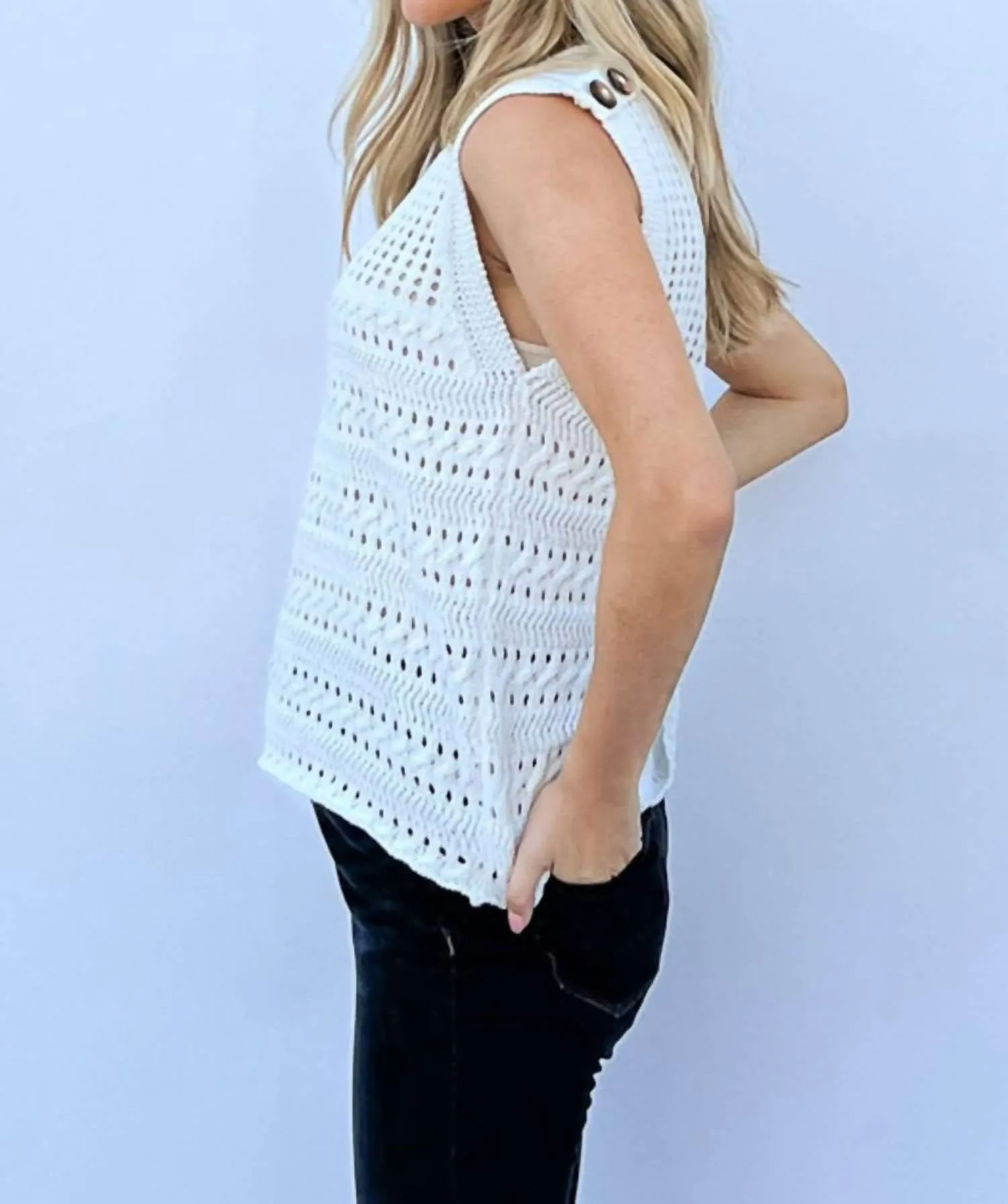 And The Why - Hollowed Out Buttoned Tank Top