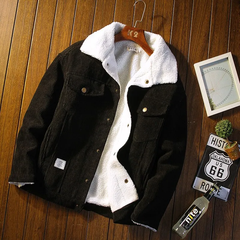 Autumn and Winter Men's Thick Warm Corduroy Jacket Men's Jacket
