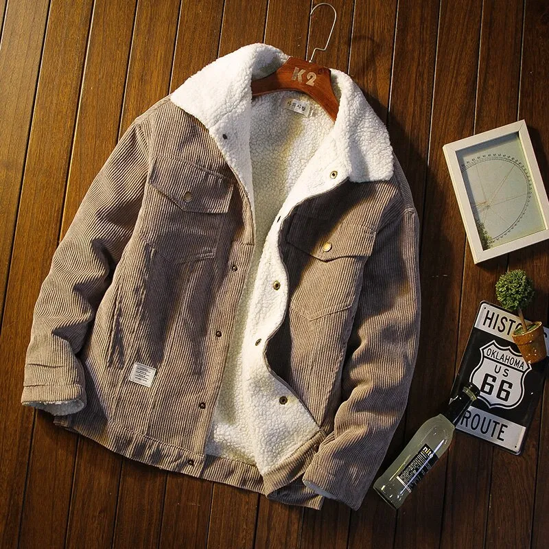 Autumn and Winter Men's Thick Warm Corduroy Jacket Men's Jacket