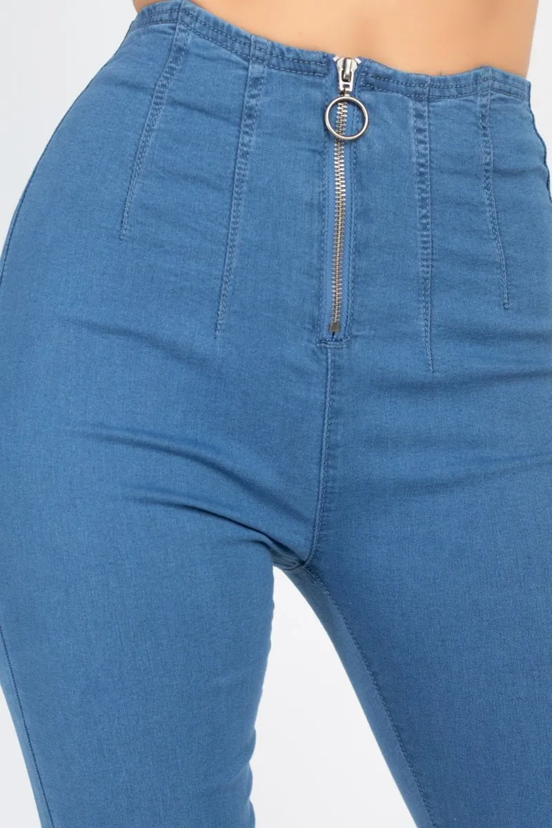 By All Means High Waist Zip Front Skinny Jeans