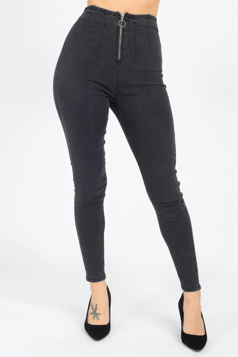By All Means High Waist Zip Front Skinny Jeans