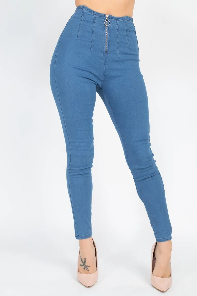 By All Means High Waist Zip Front Skinny Jeans