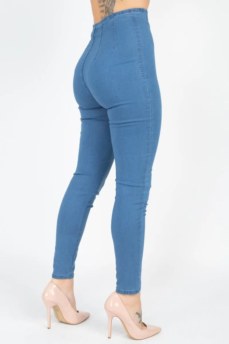 By All Means High Waist Zip Front Skinny Jeans