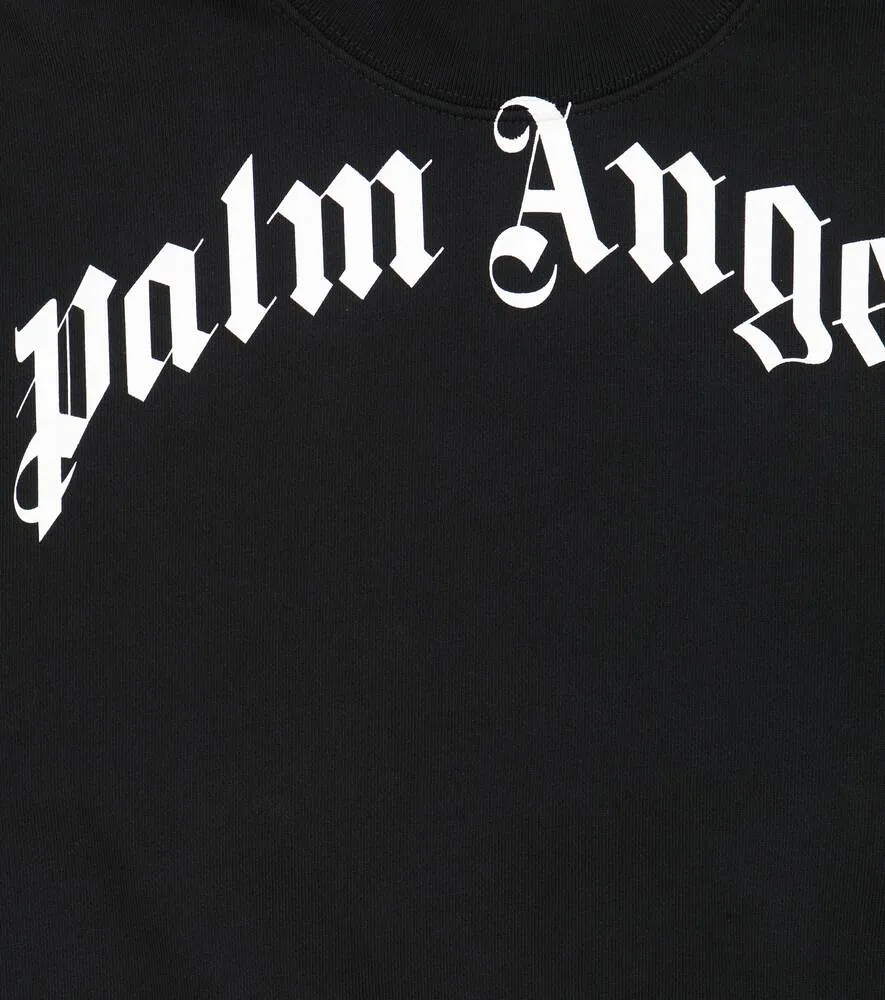 Cotton sweatshirt with Palm Angels logo, black