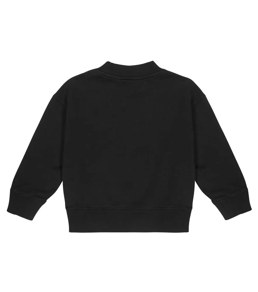 Cotton sweatshirt with Palm Angels logo, black