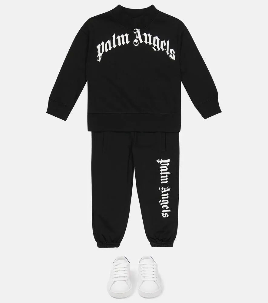 Cotton sweatshirt with Palm Angels logo, black