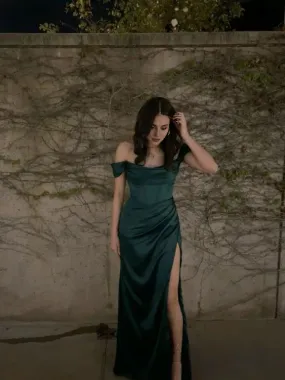 Elegant Dresses Evening Wear Off The Shoulder Emerald Green Long Evening Dresses Formal Party Dress