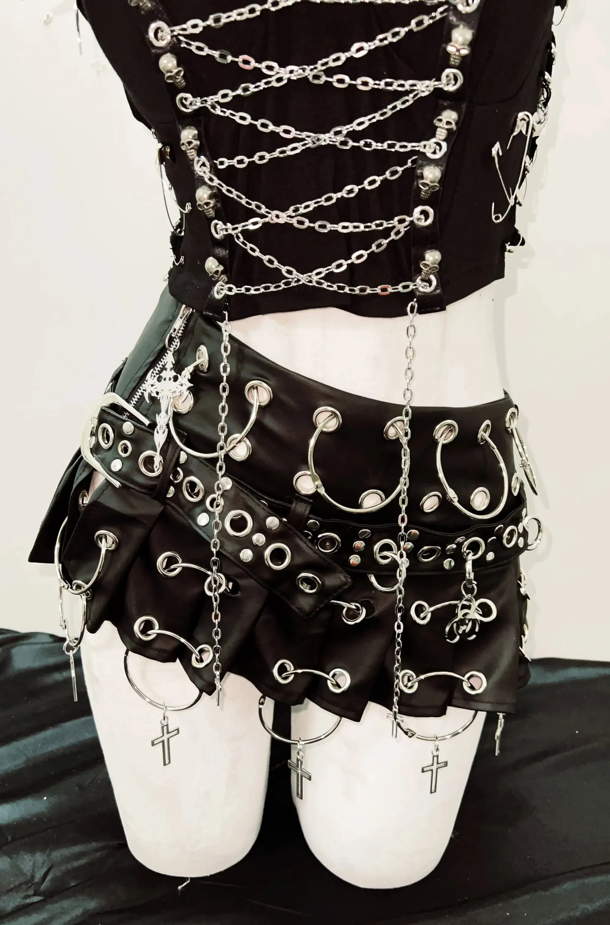 Flytonn-Gothic Tank Tops Punk Tank Tops  y2k fashion bustier top gothic clothes vintage tops Rivets Tank Tops Skull top y2k clothes
