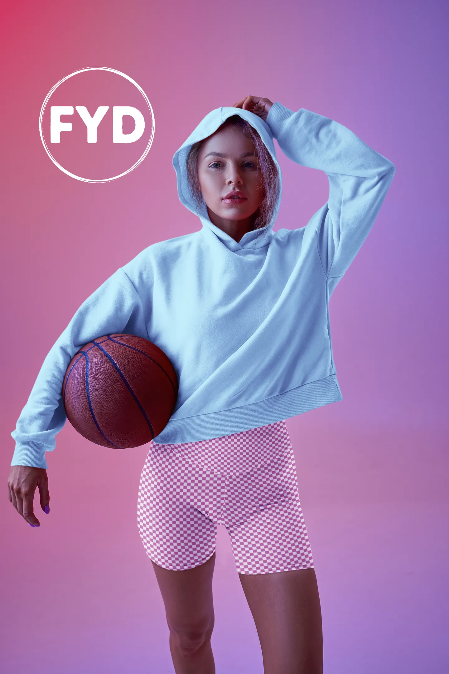 FYD Mini Yoga Shorts in pink & white check