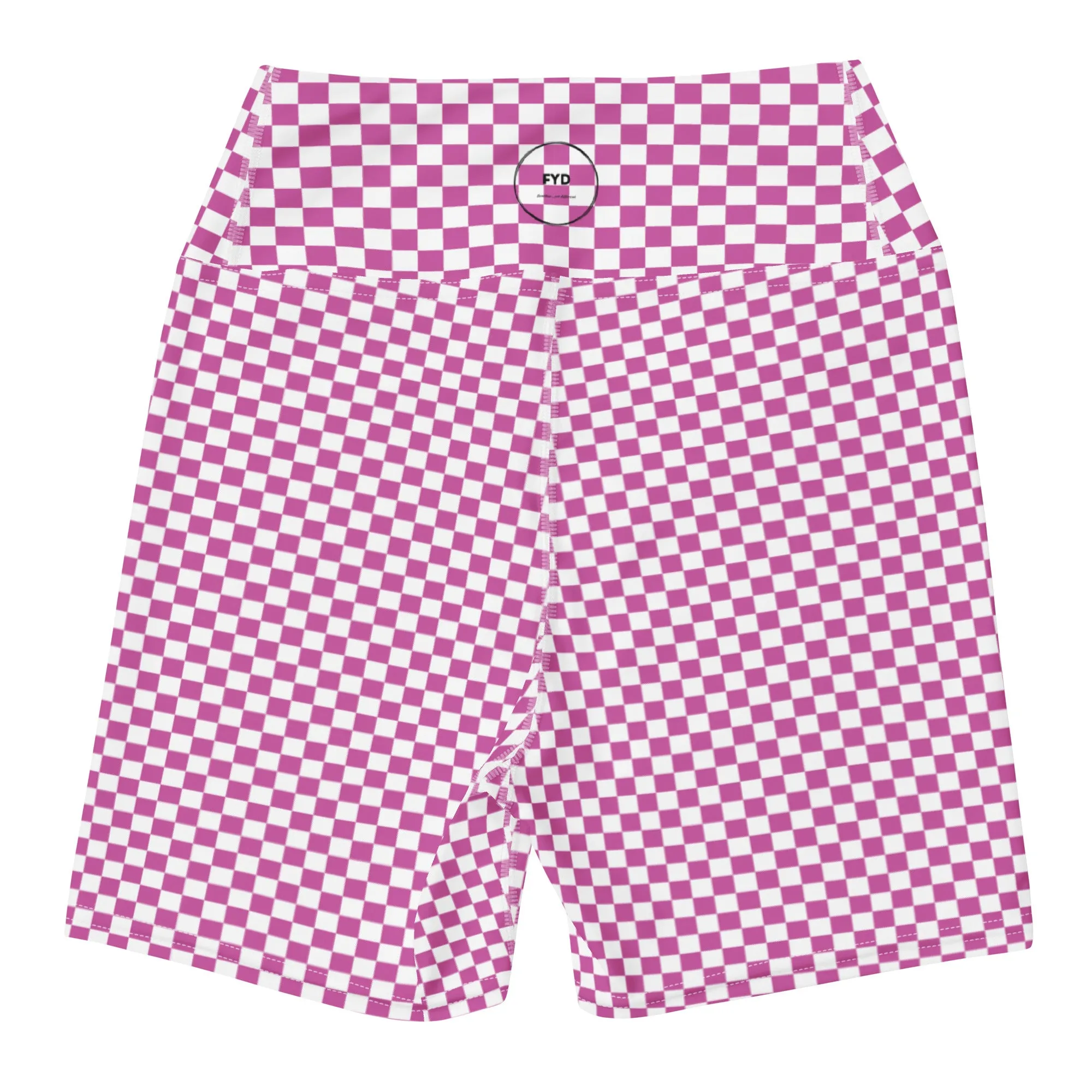 FYD Mini Yoga Shorts in pink & white check