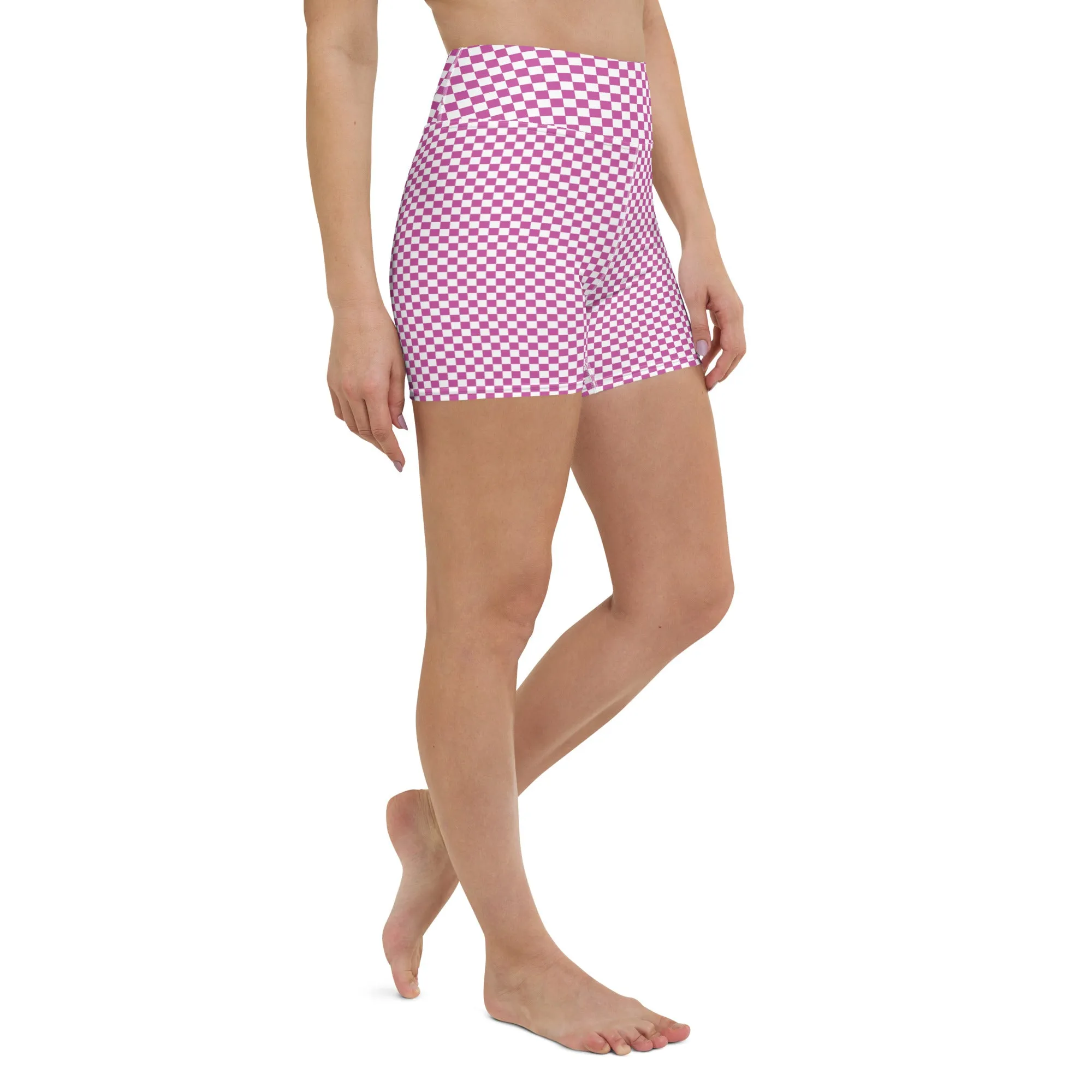 FYD Mini Yoga Shorts in pink & white check