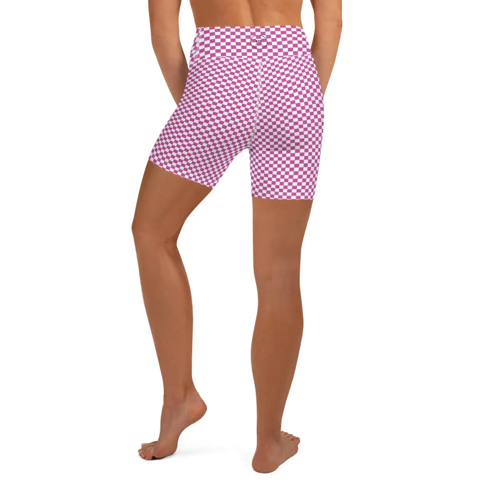 FYD Mini Yoga Shorts in pink & white check