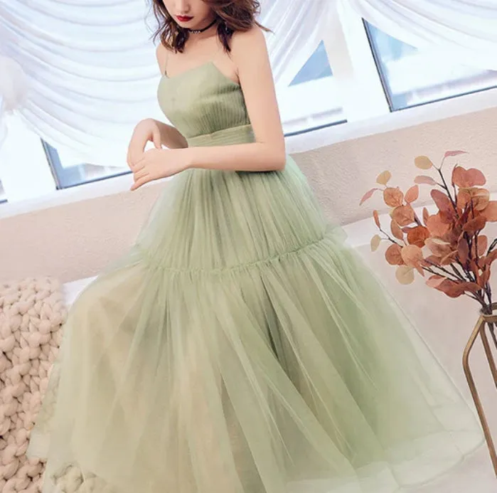 Lovely Mint Green Tulle Layers Tea Length Party Dresses Formal Dresses A Line Bridesmaid Dress Prom Dress Wholesale