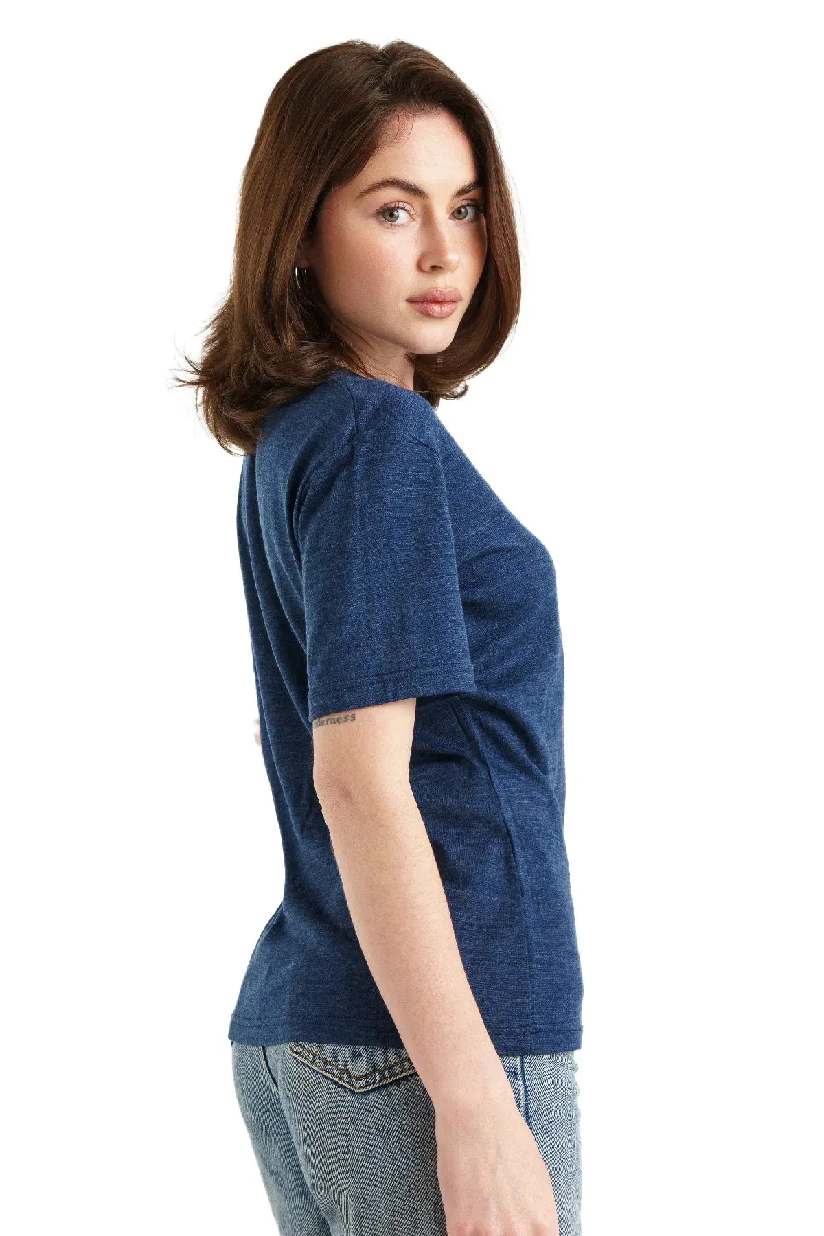 Women's Merino T-shirt 165 Navy | Crewneck ( socks)