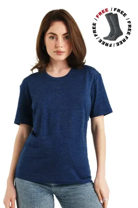 Women's Merino T-shirt 165 Navy | Crewneck ( socks)